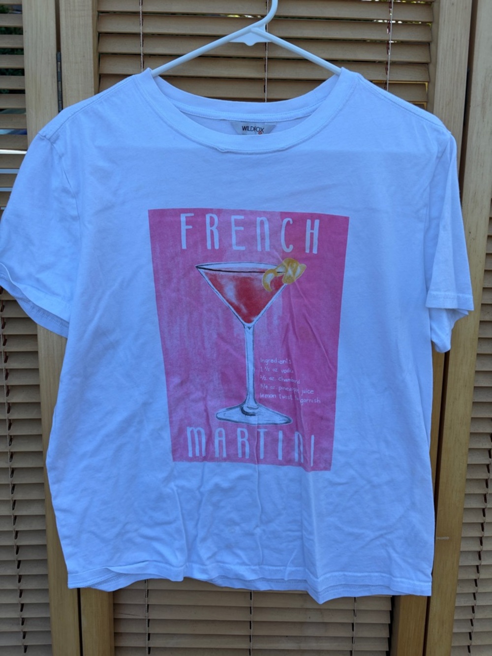 Wildfox White Tee with Pink French Martini Graphic